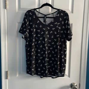 Agnes & Dora Love Top black/white anchor size large NTW